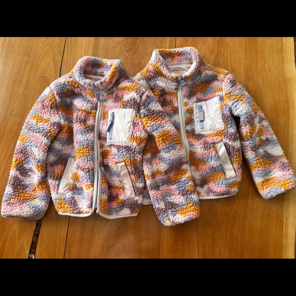 5t Colorful fleece Zip-Up Jackets for twins